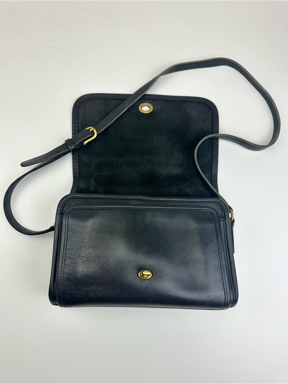 Coach Vintage Ridgefield Flap Black Leather Suede Crossbody Buckle Bag Late 90s - Picture 12 of 13